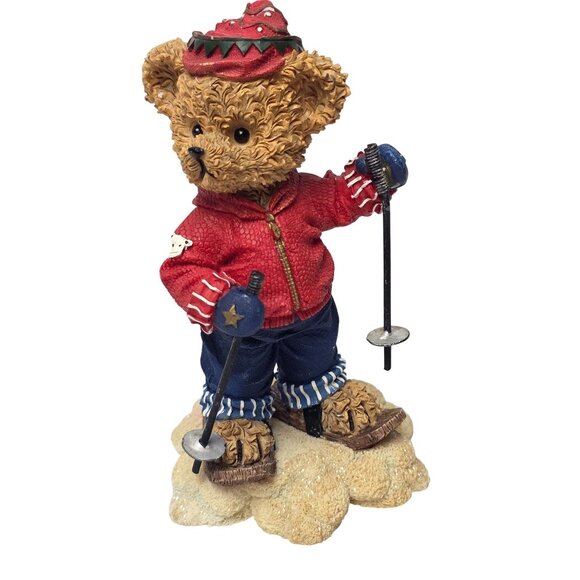 Kuddles Korner Bear Skiing Figurine Statue January 11804 Home Interiors 2002 - Picture 1 of 10